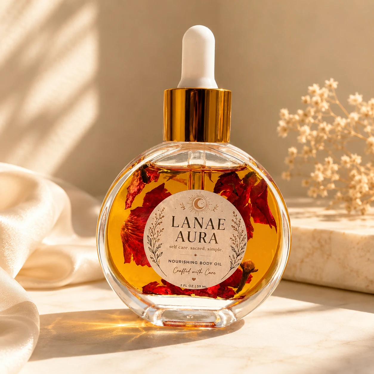 Lanae Aura Nourishing Body Oil product bottle